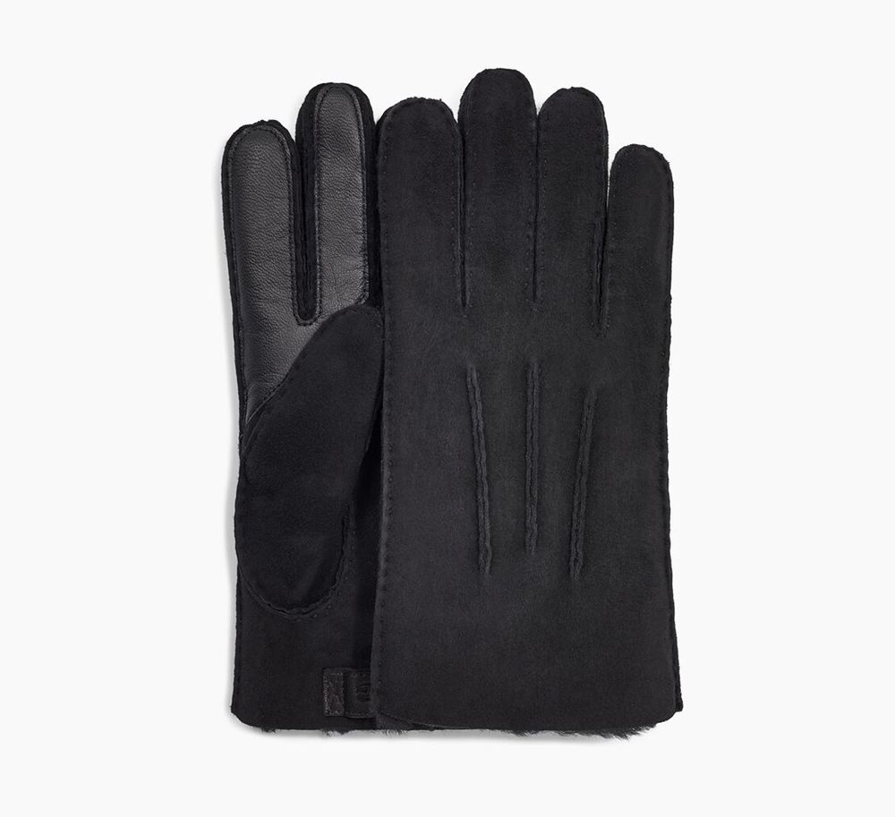 Ugg Gloves Canada - Ugg Men's Contrast Sheepskin Tech Black